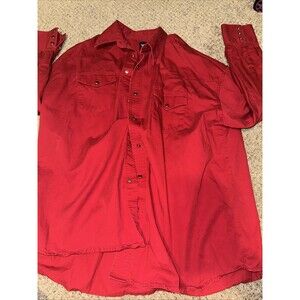 Wrangler Pearl Snap Button-Up Brushpopper Shirt Men's Long Sleeve Size X-Large